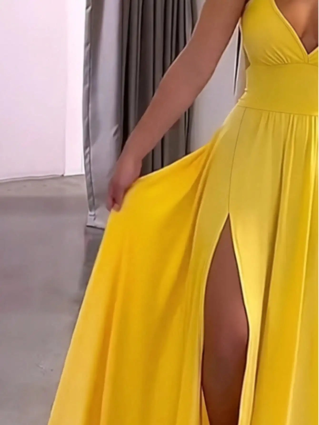 2026 Casual Sexy Slit Lace-Up Backless Camisole Dress, Elegant Sleeveless V-Neck Cinched Waist Dress, Women