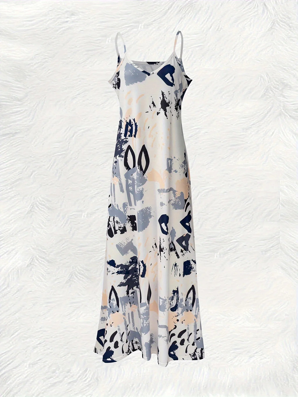 Printed Design Casual Graffiti Print Slip Dress