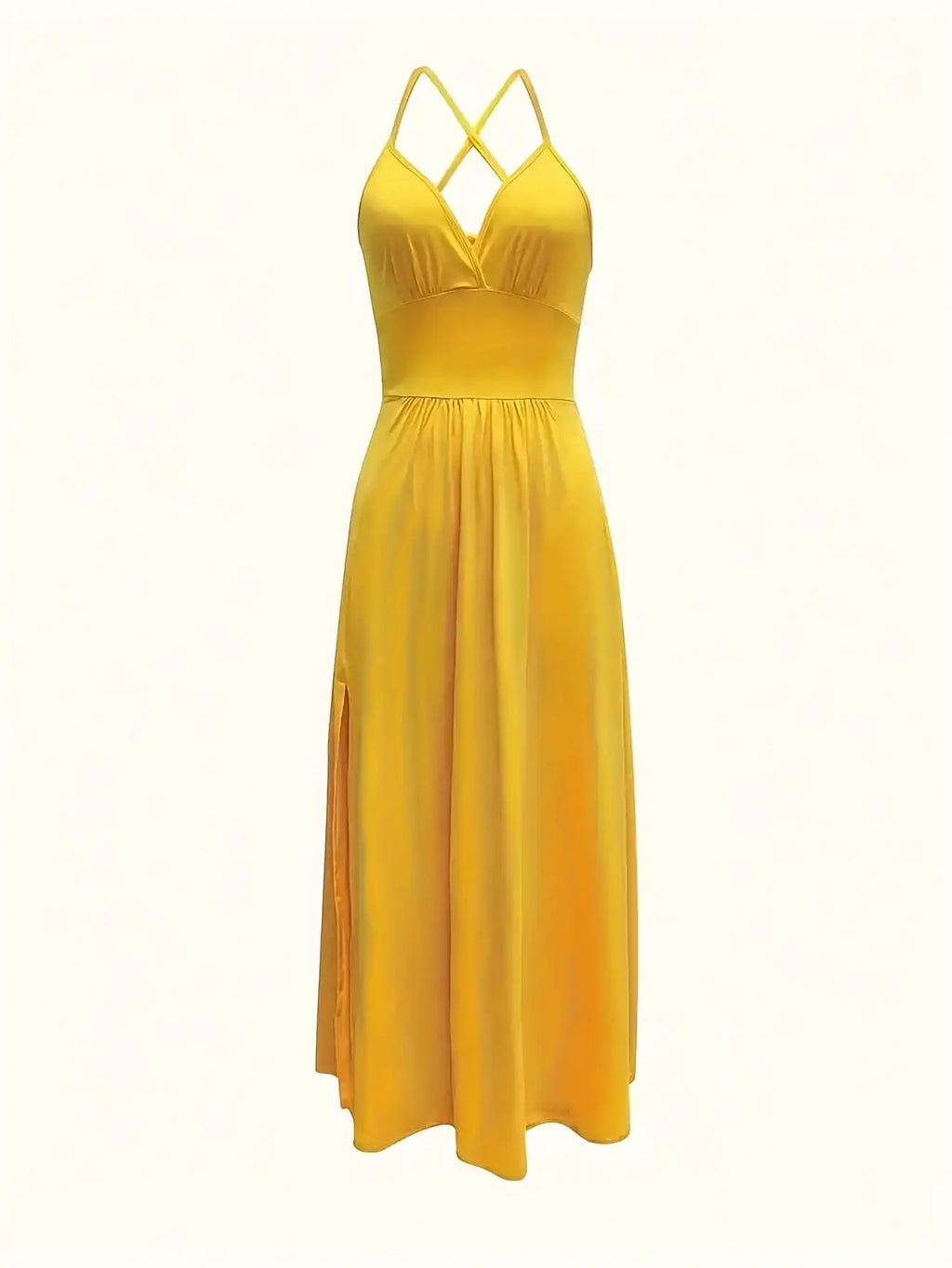 2026 Casual Sexy Slit Lace-Up Backless Camisole Dress, Elegant Sleeveless V-Neck Cinched Waist Dress, Women