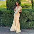 Suninbox Summer Elegant Floral Lace V-Neck Dress Ruffle Sleeve Tie Front Long Dress Garden Party Wedding Guest women
